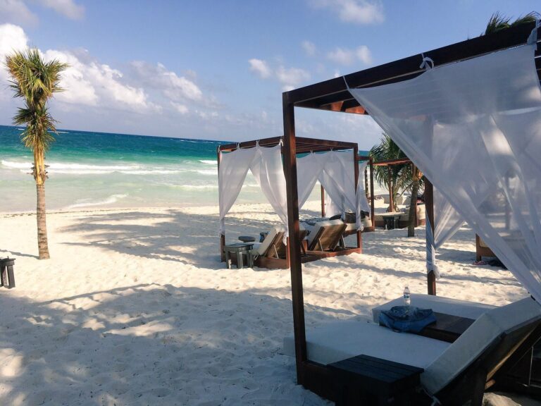 Tulum beach with white sand and turquoise water